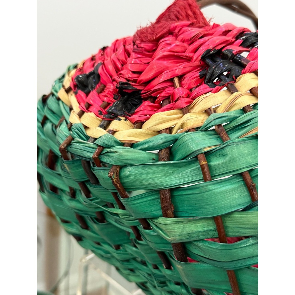 Watermelon Woven Basket Wicker Cane Picnic Straw Country Farmhouse Chic - Picture 13 of 15